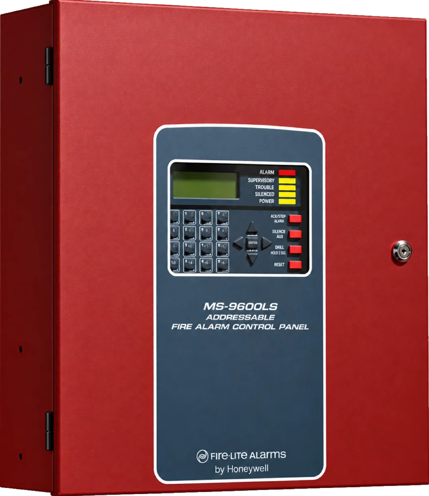A Fire-Lite fire alarm panel