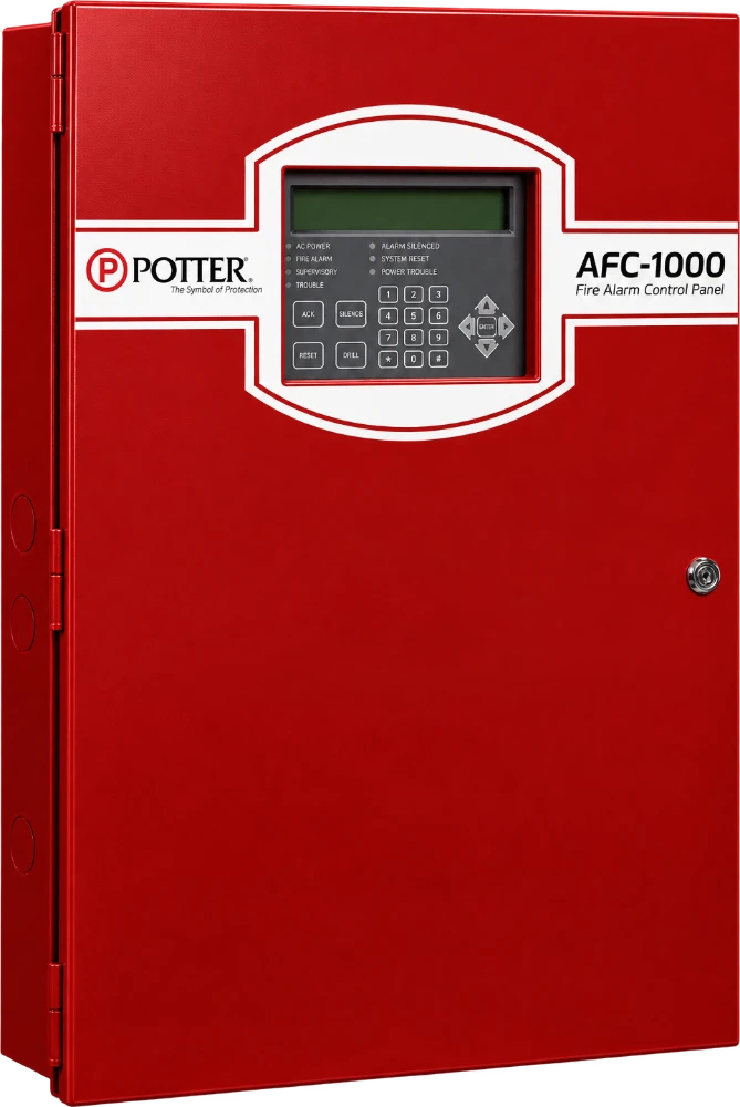 A Potter fire alarm panel