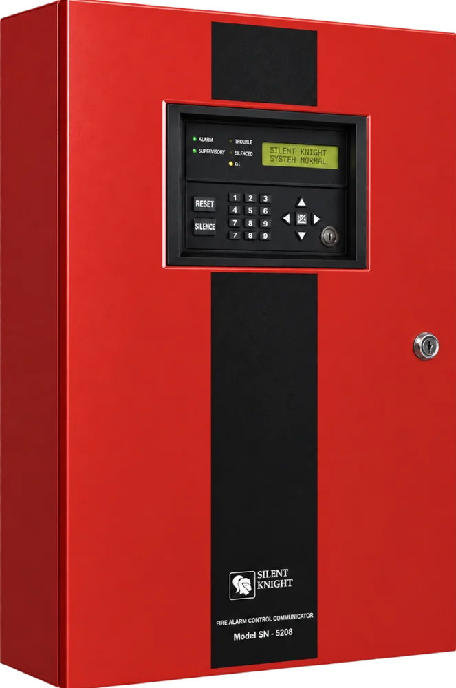 A Silent Knight fire alarm panel